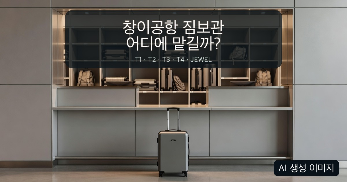 실제 창이공항 시설 사진이 아닌 AI 생성 공항 짐보관 결정 안내 이미지