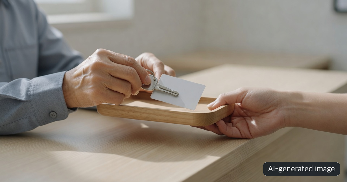 AI-generated symbolic image of a car key and blank card being handed over
