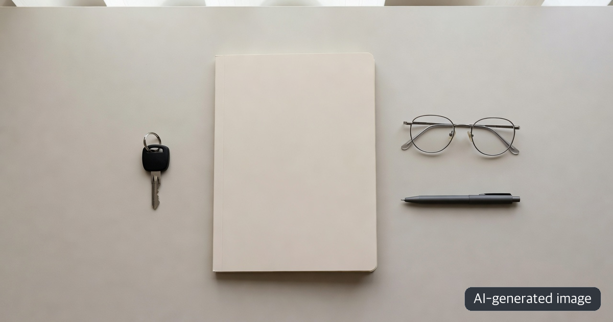 AI-generated image of a car key and closed document folder