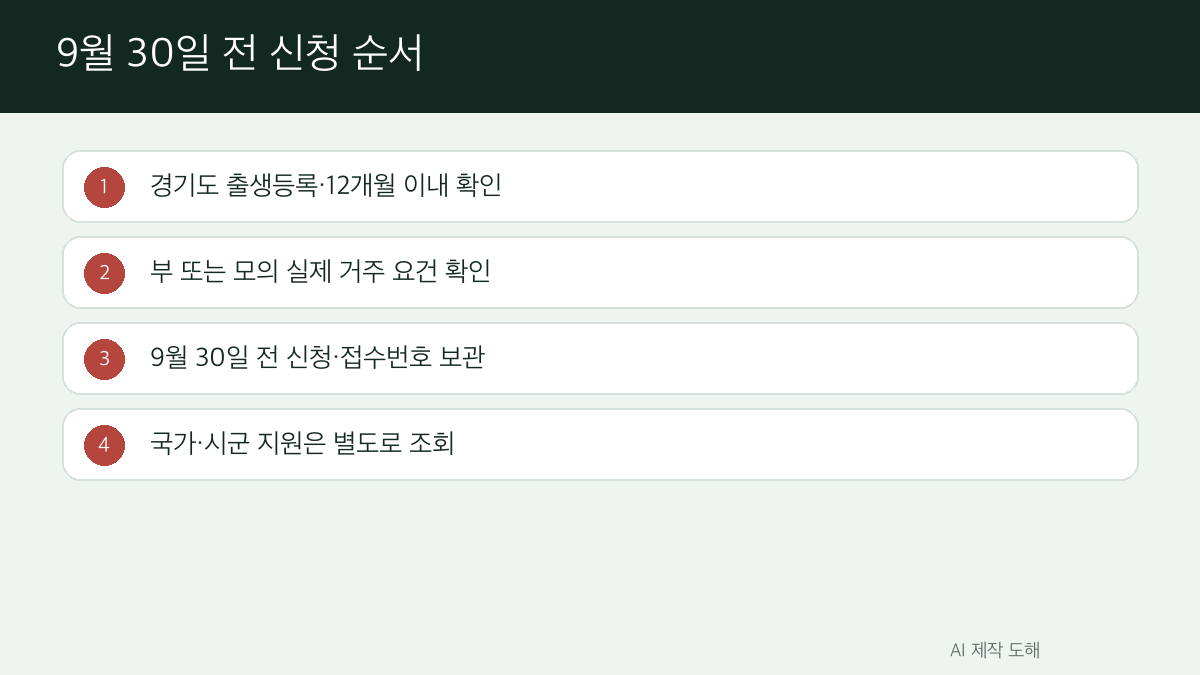9월 30일 전 신청 확인 순서를 정리한 AI 제작 체크리스트