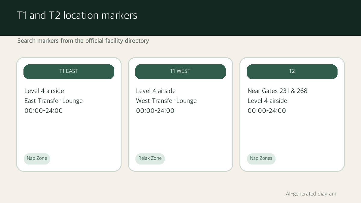 AI-generated simplified comparison of T1 and T2 rest-zone location markers