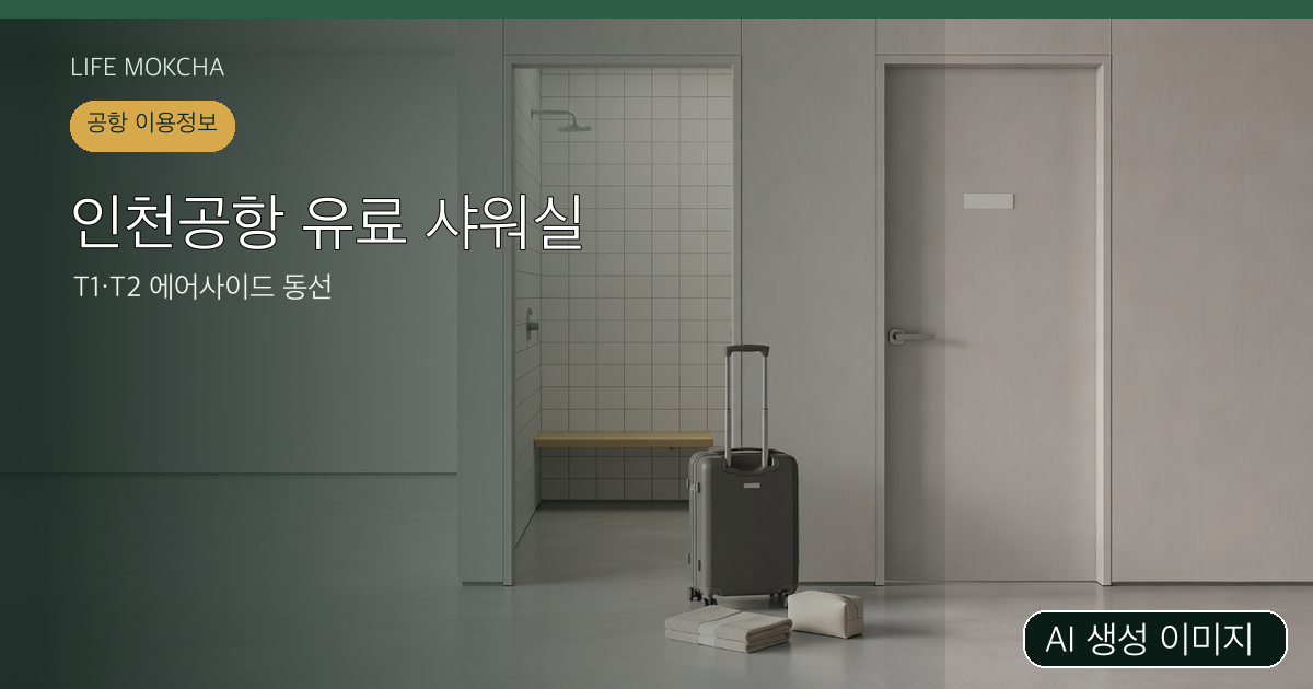 실제 인천공항 시설 사진이 아닌 AI 생성 공항 유료 샤워 동선 안내 이미지