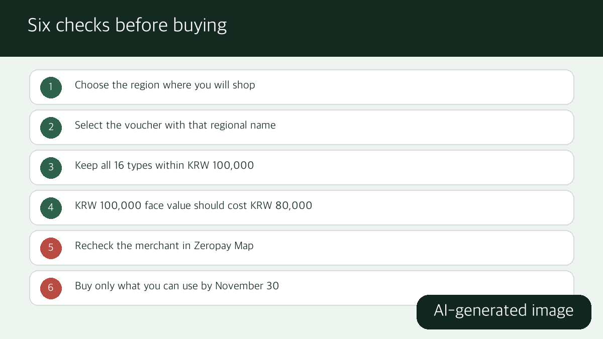 AI-generated checklist for buying and using a Nonghal voucher