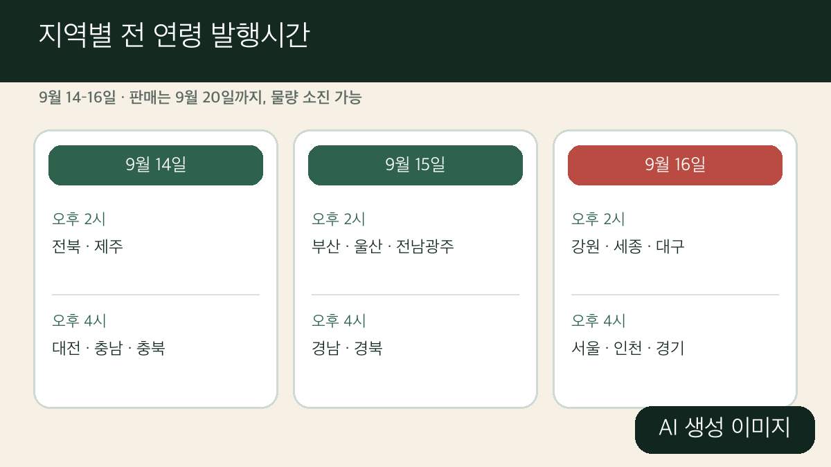 2026년 9월 농할상품권 지역별 전 연령 발행시간을 정리한 AI 제작 도해