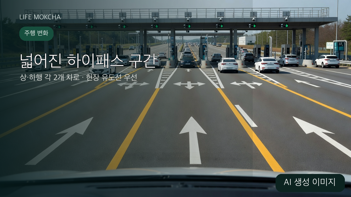 다차로 전자통행료 구간 접근을 표현한 AI 생성 이미지