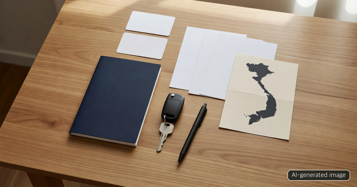 AI-generated travel-document scene illustrating the IDP, Korean licence and passport checklist